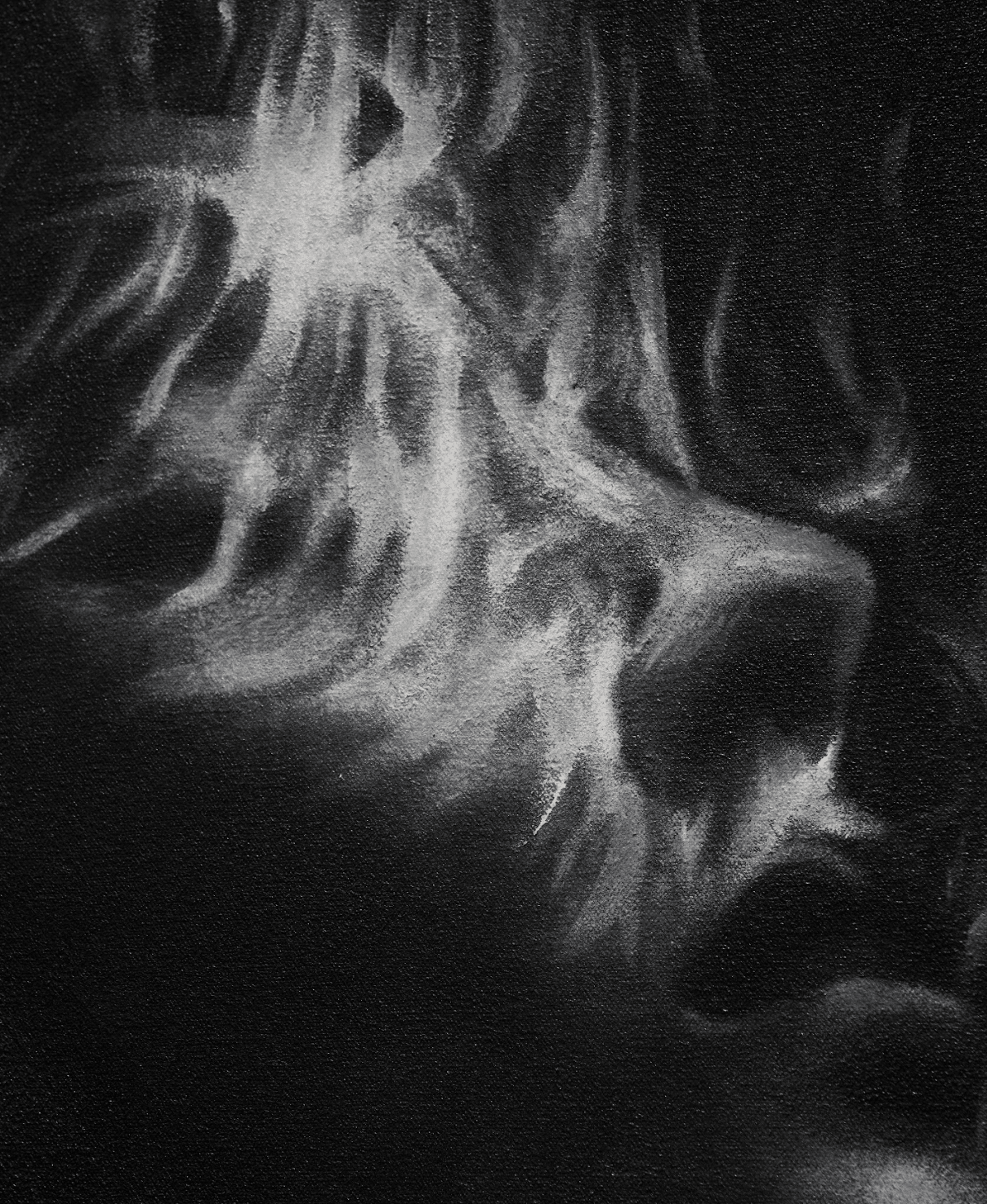 Burning Away the Fear | Original Charcoal and Gesso on Canvas - Mad Charcoal