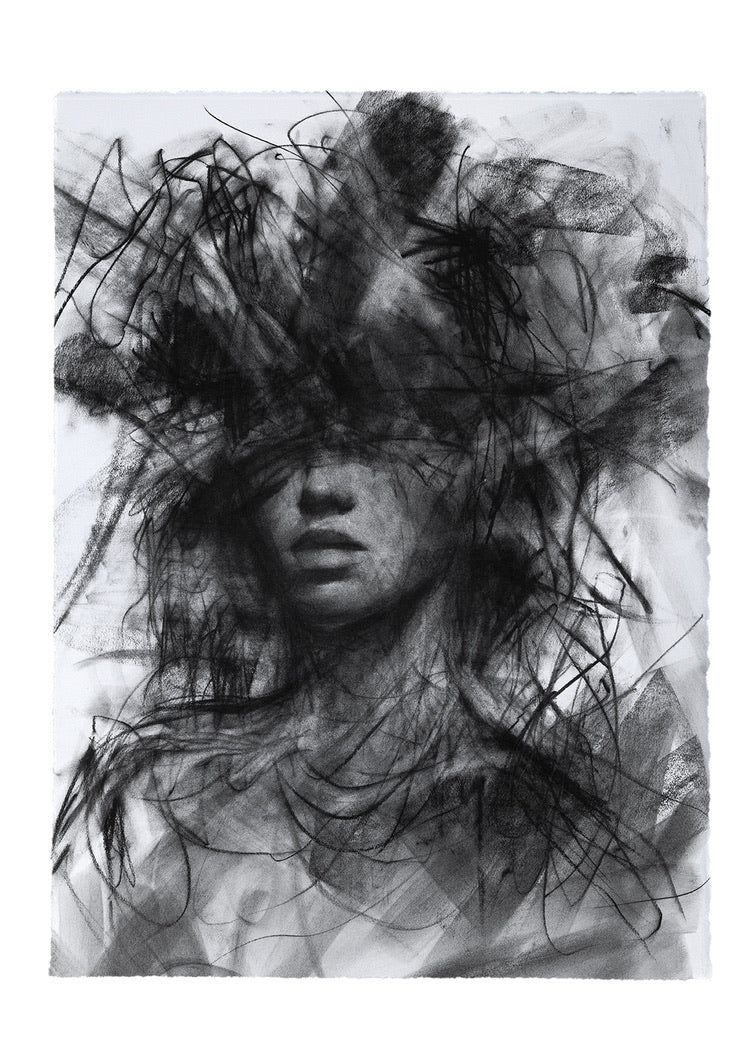 I Cannot Get My Head Out of the Clouds| Original Drawing - Mad Charcoal