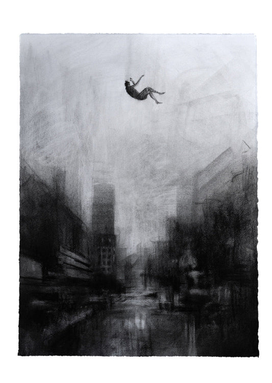 Into The Quiet City | Original Drawing - Mad Charcoal