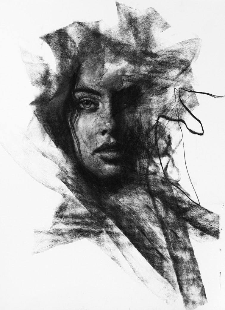 Only then I knew who I was | Original Drawing - Mad Charcoal