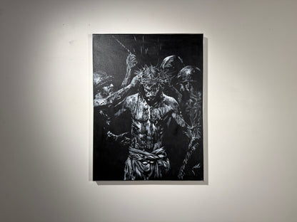The Wounds He Chose  | Original Charcoal on Canvas