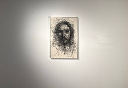 A Glance of the Savior | Original Charcoal on Canvas