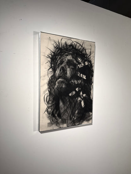 The Joy Set Before Him  | Original Charcoal on Canvas