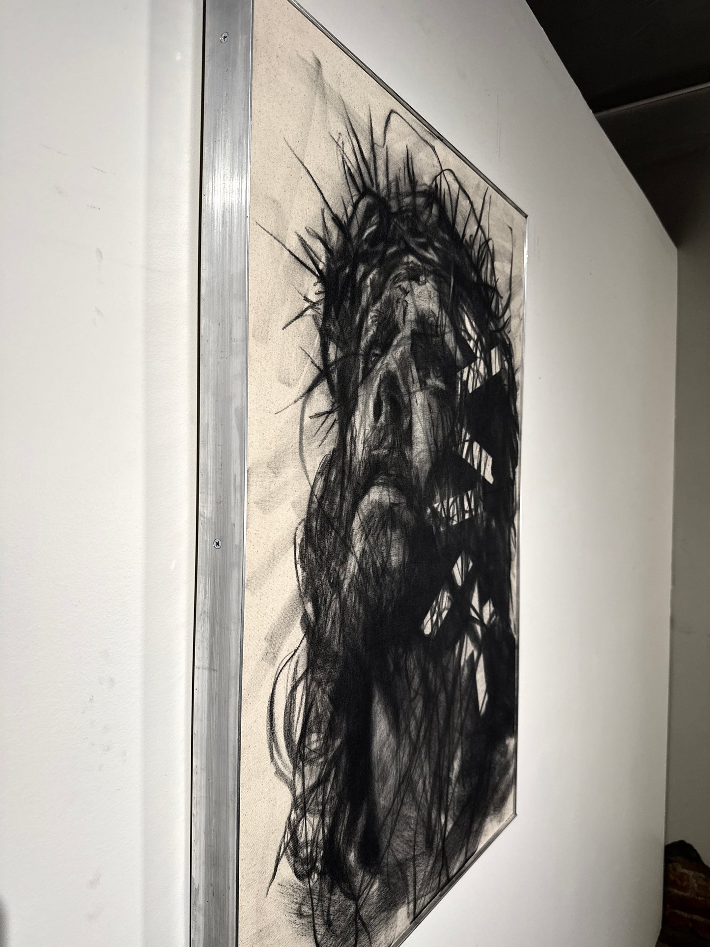 The Joy Set Before Him  | Original Charcoal on Canvas