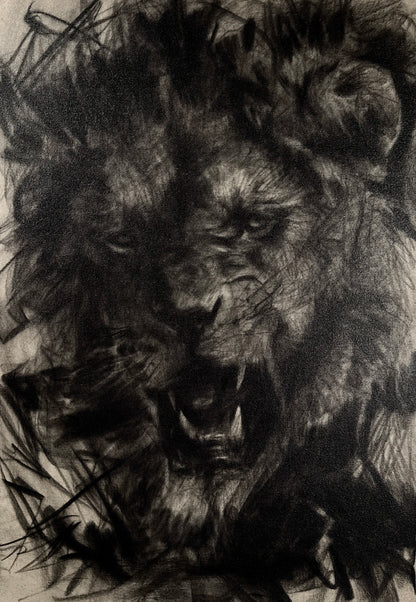 The Sound that Makes the Mountains Tremble  | Original Charcoal on Canvas