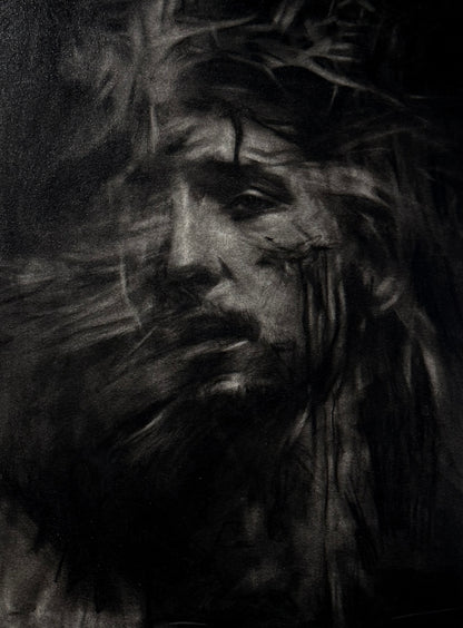 The Word Entered Our Dust | Original Charcoal on Canvas