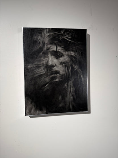 The Word Entered Our Dust | Original Charcoal on Canvas