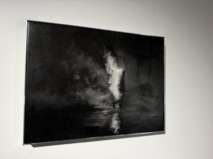 Distance Between Fear and Faith | Original Charcoal on Canvas