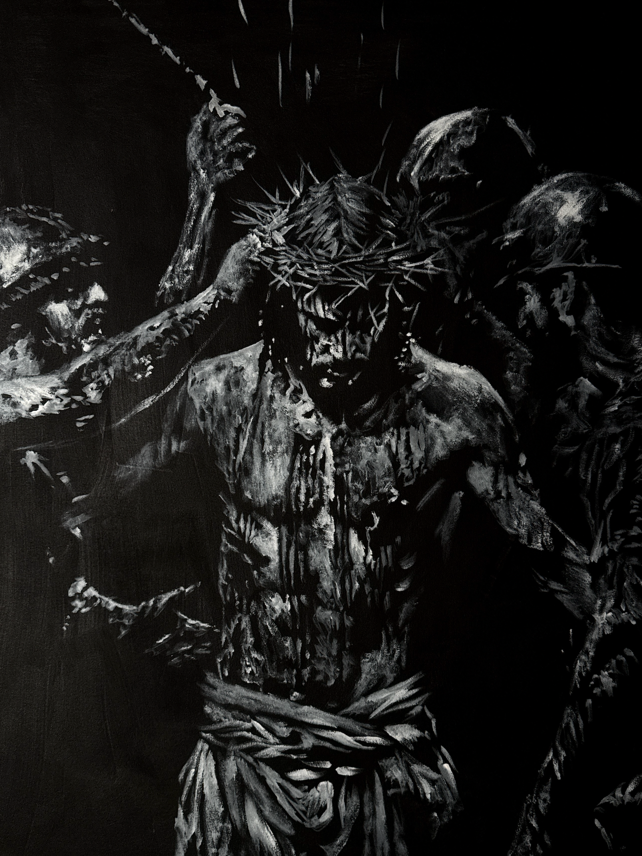 The Wounds He Chose  | Original Charcoal on Canvas