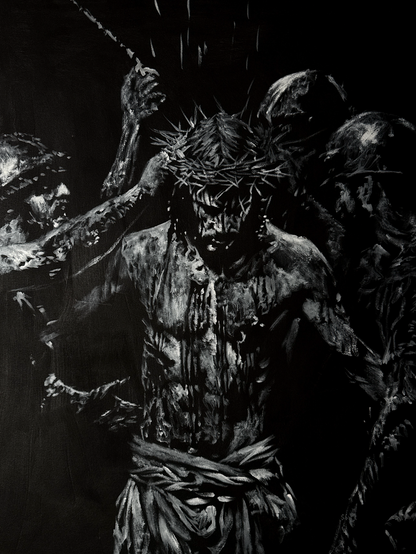 The Wounds He Chose  | Original Charcoal on Canvas