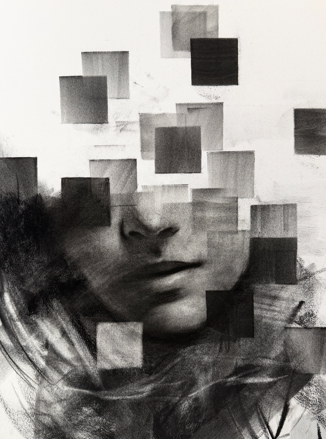 Endless Collapse  | Original Charcoal on Canvas