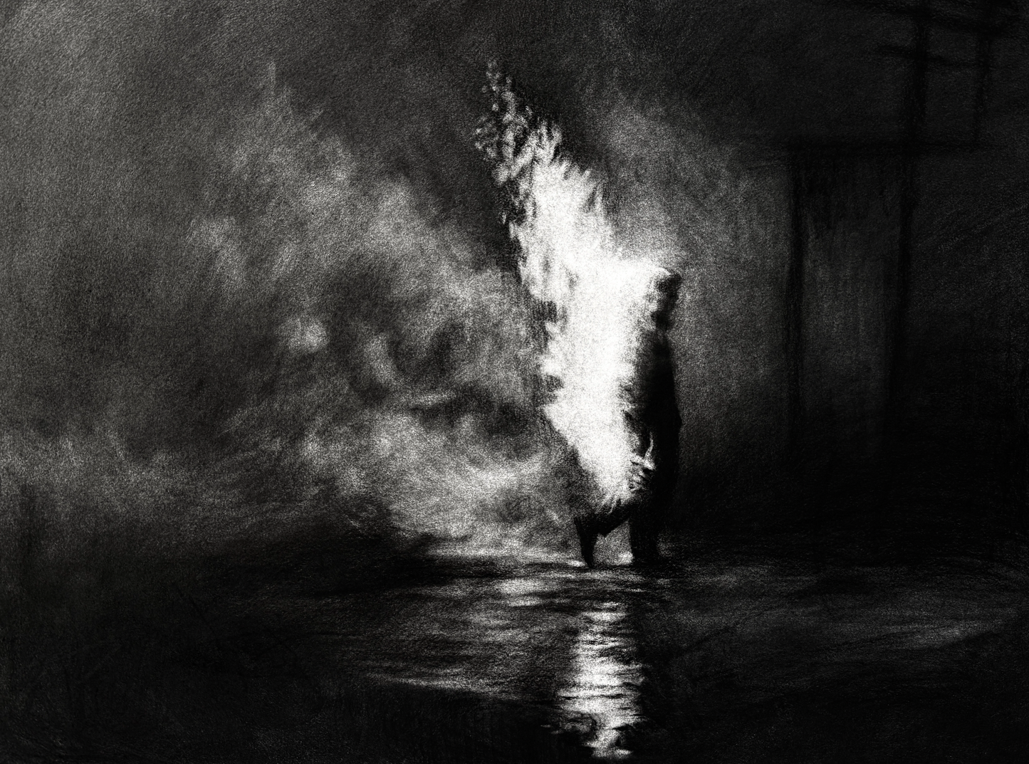 Distance Between Fear and Faith | Original Charcoal on Canvas