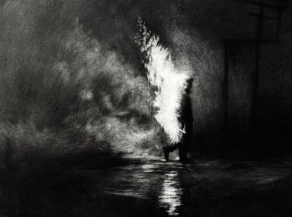 Distance Between Fear and Faith | Original Charcoal on Canvas