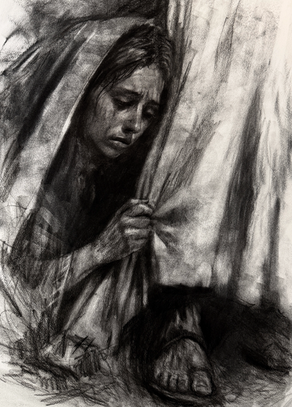 Healed by Faith | Original Charcoal on Canvas
