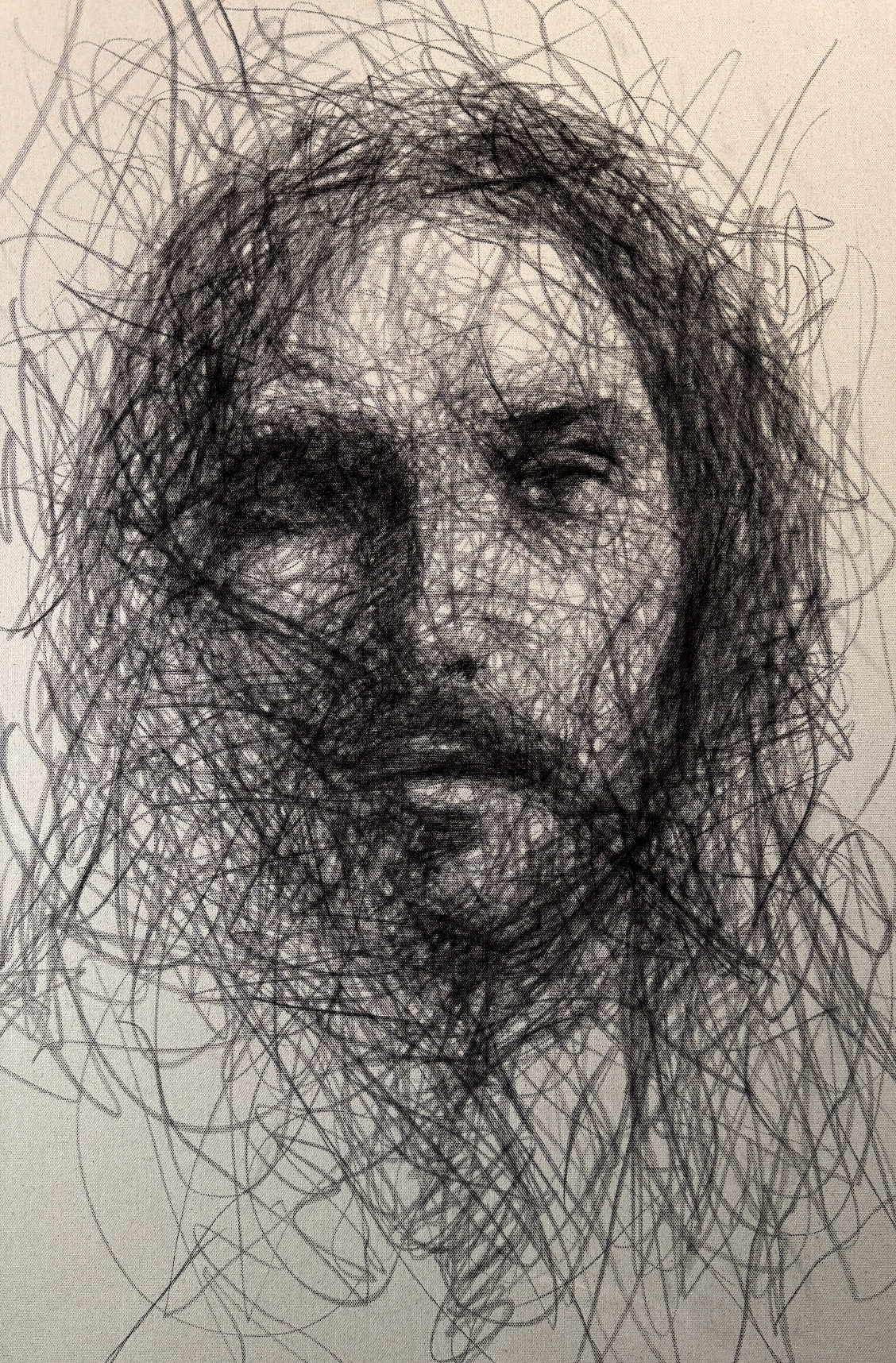 A Glance of the Savior | Original Charcoal on Canvas