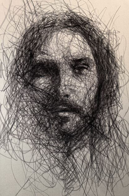 A Glance of the Savior | Original Charcoal on Canvas