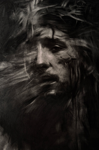 The Word Entered Our Dust | Original Charcoal on Canvas