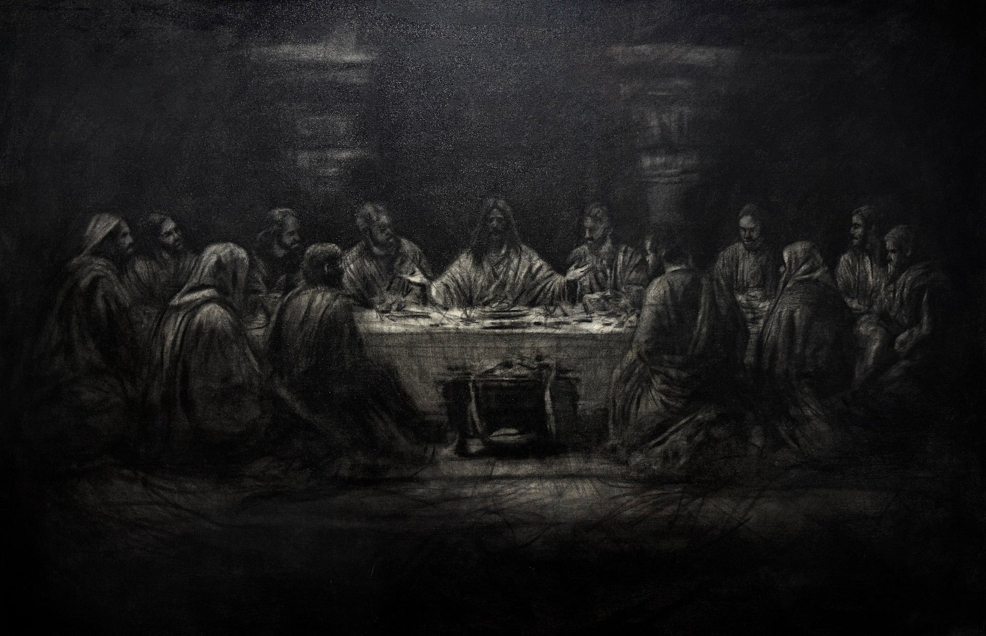 A Covenant in Shadow | Original Charcoal on Canvas - Mad Charcoal