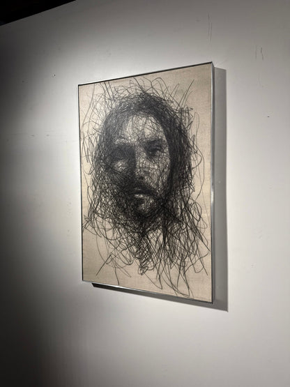A Glance of the Savior | Original Charcoal on Canvas - Mad Charcoal