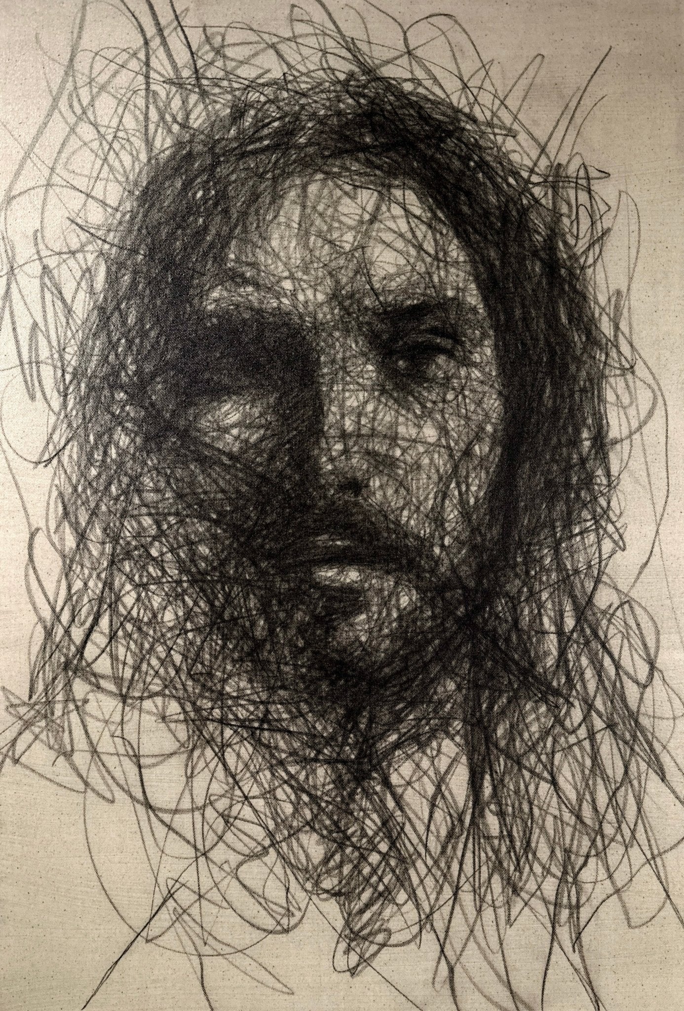 A Glance of the Savior | Original Charcoal on Canvas - Mad Charcoal