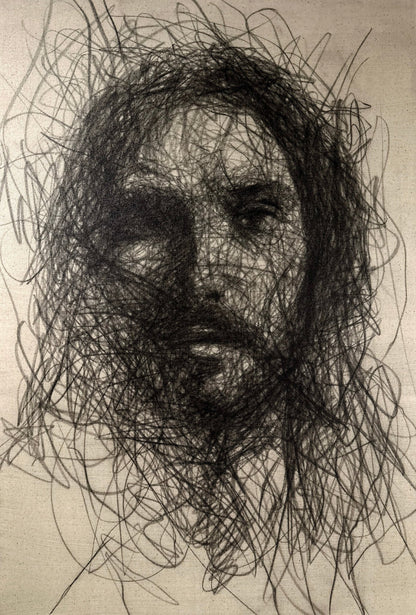 A Glance of the Savior | Original Charcoal on Canvas - Mad Charcoal