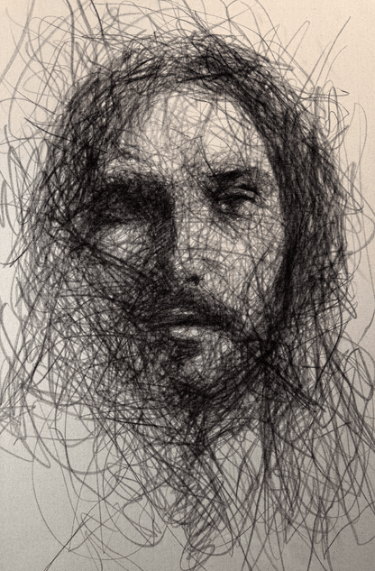 A Glance of the Savior | Original Charcoal on Canvas - Mad Charcoal