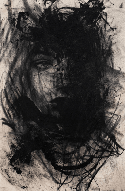 As I Sought Your Presence | Original Charcoal on Canvas - Mad Charcoal