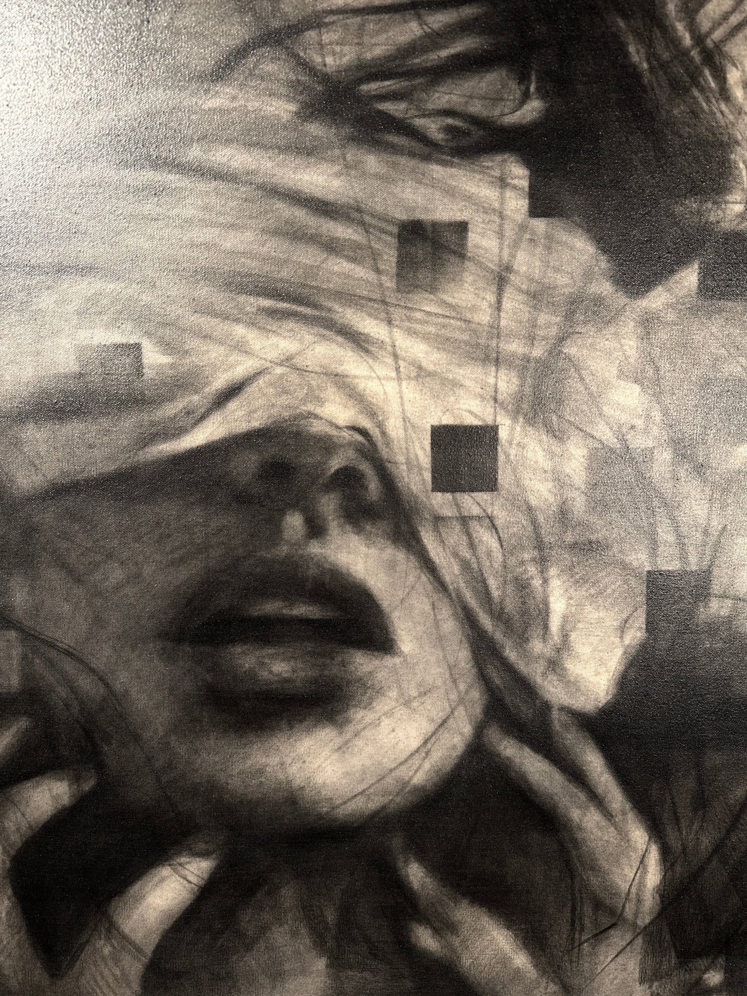 As the Fragments of My Soul Disappear | Original Charcoal on Canvas - Mad Charcoal
