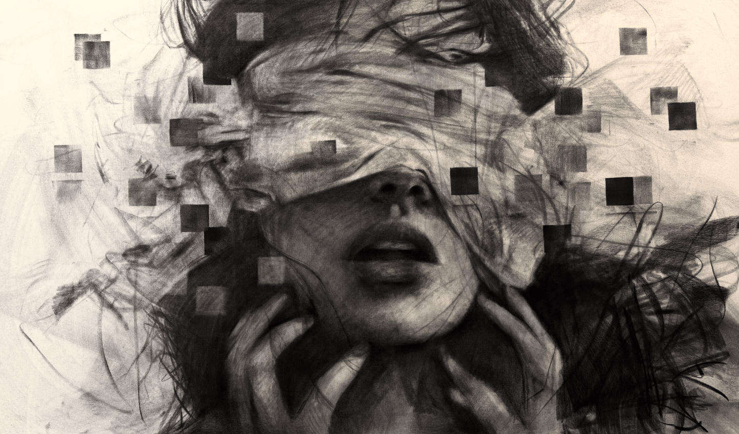 As the Fragments of My Soul Disappear | Original Charcoal on Canvas - Mad Charcoal