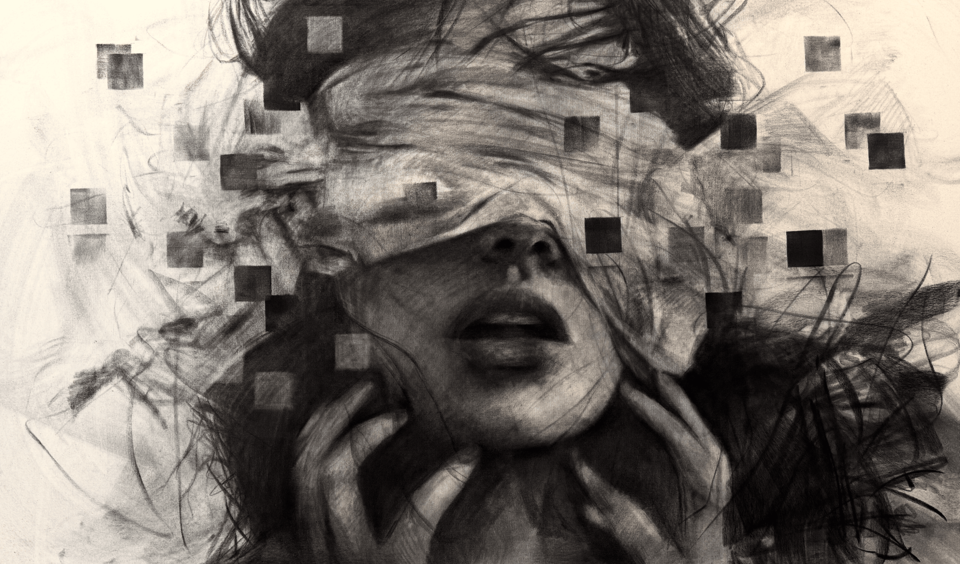 As the Fragments of My Soul Disappear | Original Charcoal on Canvas - Mad Charcoal