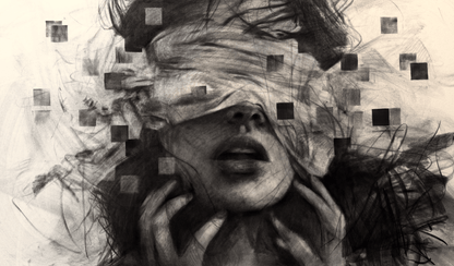 As the Fragments of My Soul Disappear | Original Charcoal on Canvas - Mad Charcoal