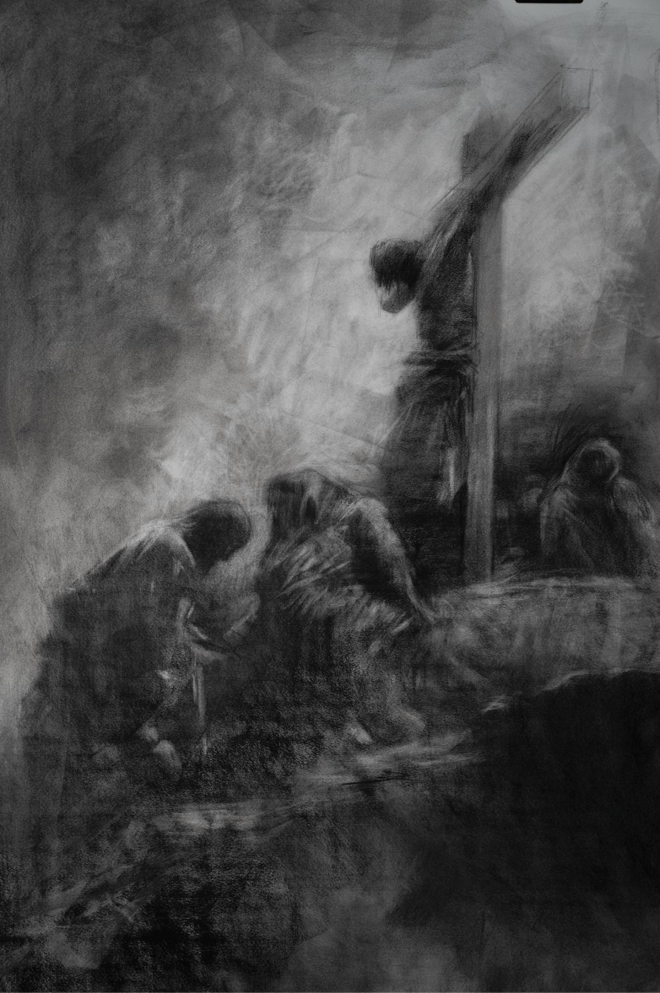 Beneath His Shadow | Original Drawing - Mad Charcoal