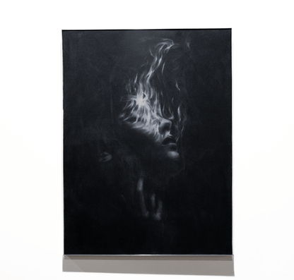 Burning Away the Fear | Original Charcoal and Gesso on Canvas - Mad Charcoal