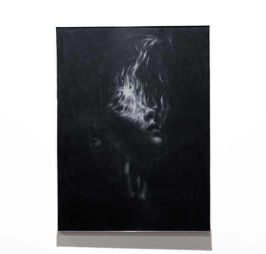 Burning Away the Fear | Original Charcoal and Gesso on Canvas - Mad Charcoal