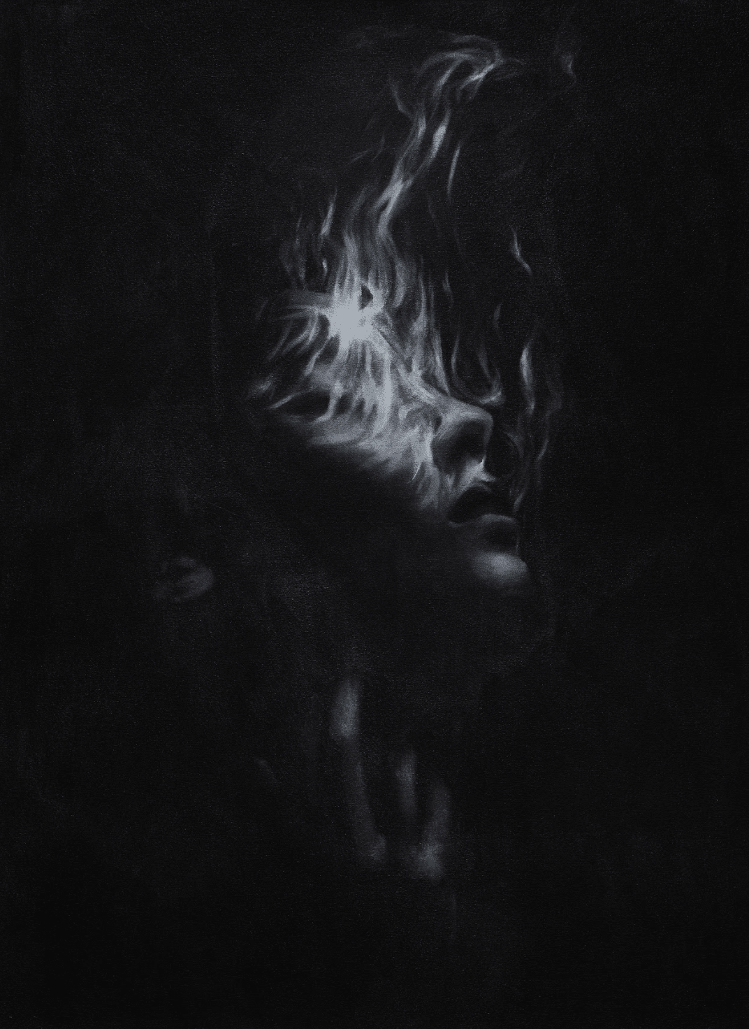 Burning Away the Fear | Original Charcoal and Gesso on Canvas - Mad Charcoal