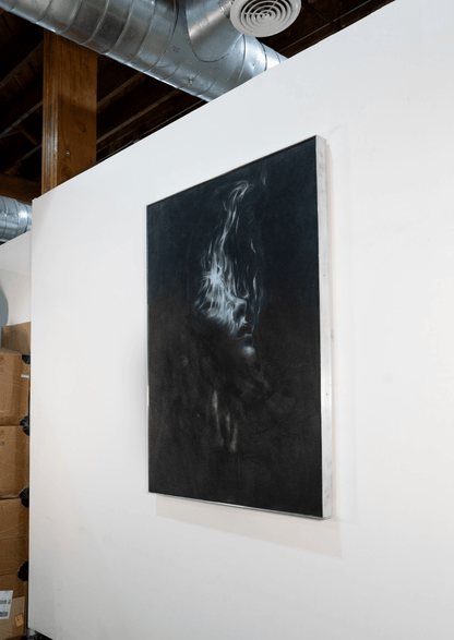 Burning Away the Fear | Original Charcoal and Gesso on Canvas - Mad Charcoal