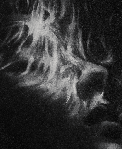 Burning Away the Fear | Original Charcoal and Gesso on Canvas - Mad Charcoal