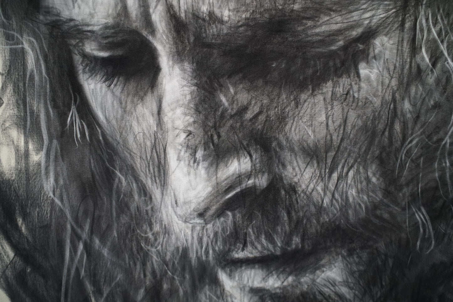 Crowned In Silence | Charcoal on Canvas - Mad Charcoal