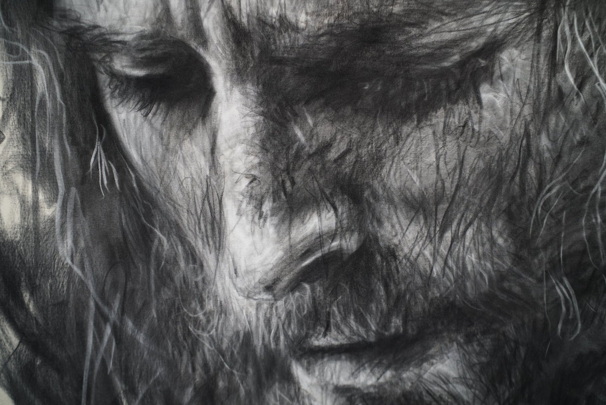 Crowned In Silence | Charcoal on Canvas - Mad Charcoal