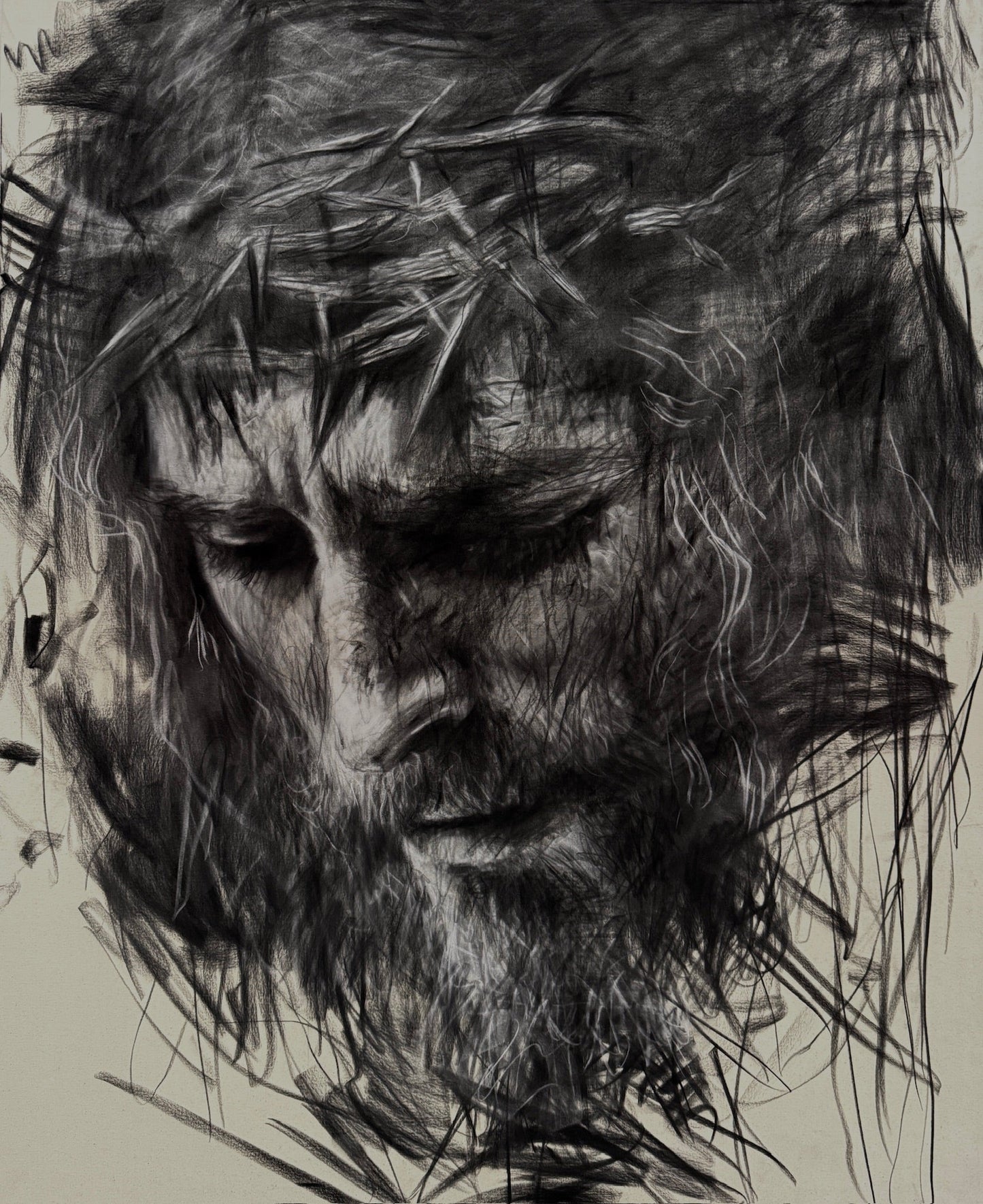 Crowned In Silence | Charcoal on Canvas - Mad Charcoal