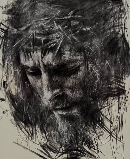 Crowned In Silence | Charcoal on Canvas - Mad Charcoal