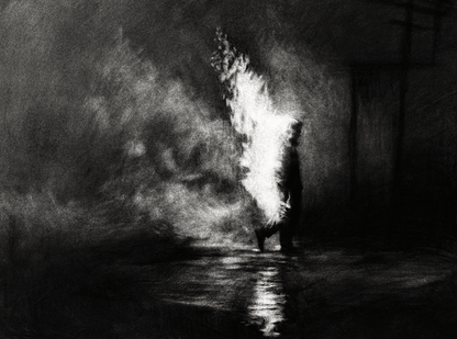 Distance Between Fear and Faith | Original Charcoal on Canvas - Mad Charcoal