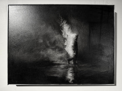 Distance Between Fear and Faith | Original Charcoal on Canvas - Mad Charcoal