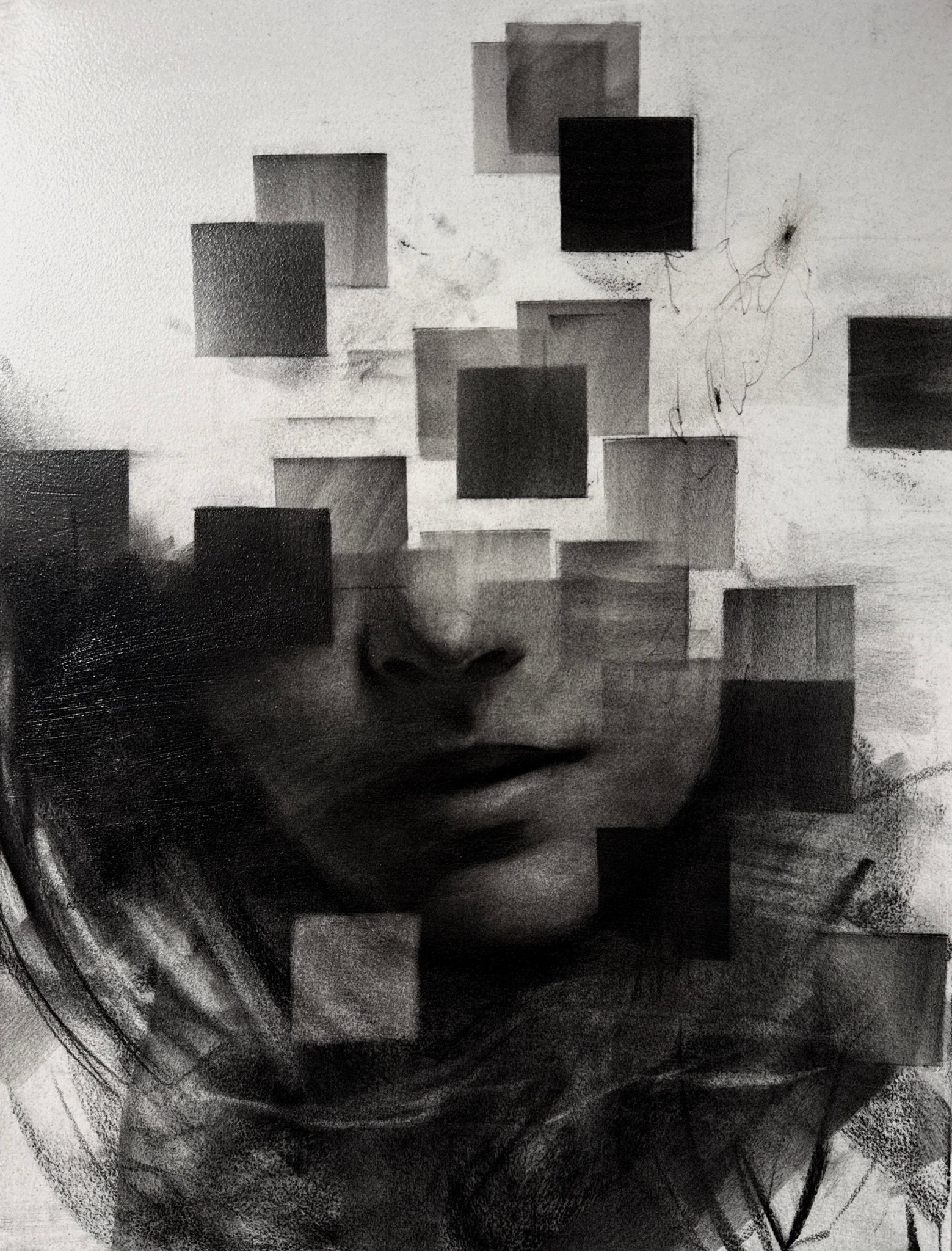 Endless Collapse | Original Charcoal on Canvas - Mad Charcoal