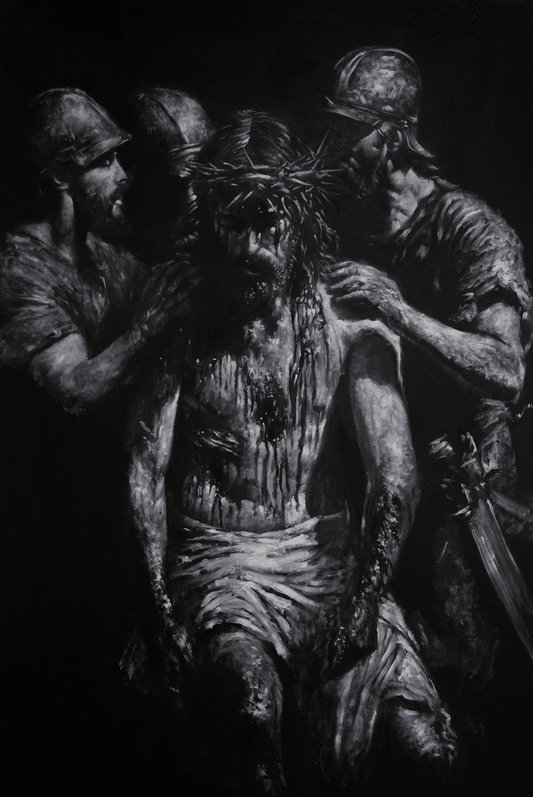 Father forgive them for they know not what they do | Original Oil on Canvas - Mad Charcoal