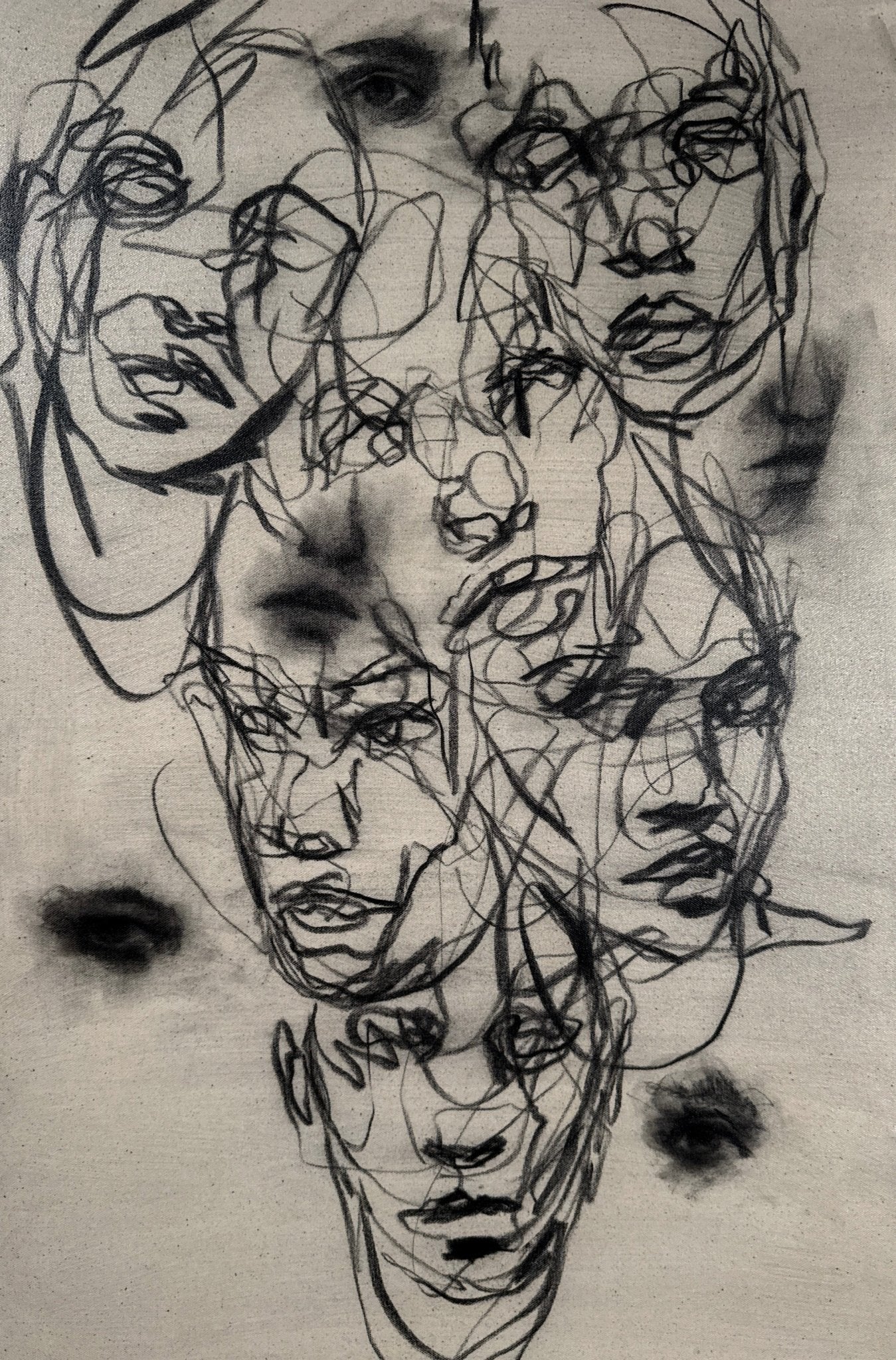 Fragments of My Broken Self | Original Charcoal on Canvas - Mad Charcoal