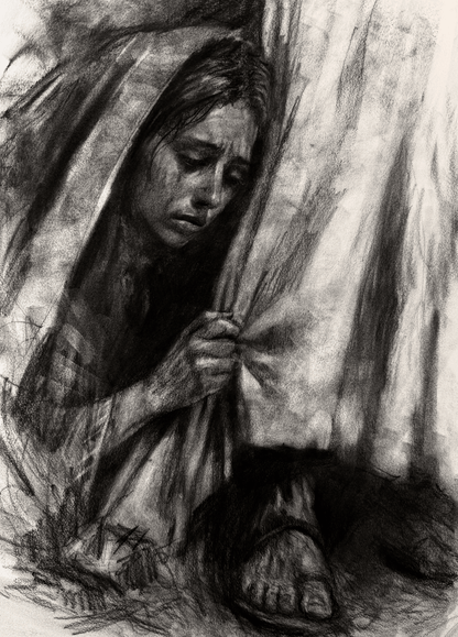Healed by Faith | Original Charcoal on Canvas - Mad Charcoal