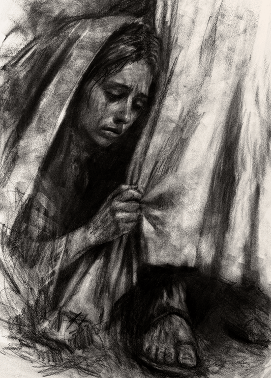 Healed by Faith | Original Charcoal on Canvas - Mad Charcoal