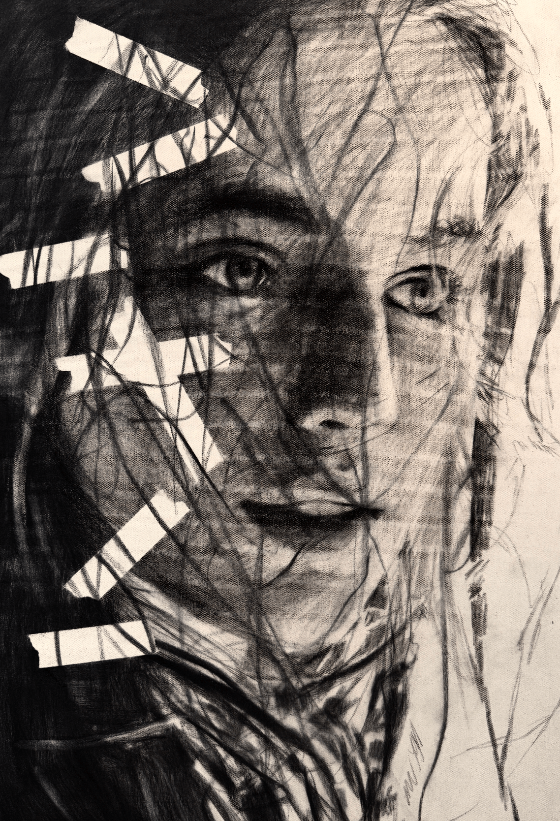 Our Memories Beneath the Surface | Original Charcoal on Canvas - Mad Charcoal