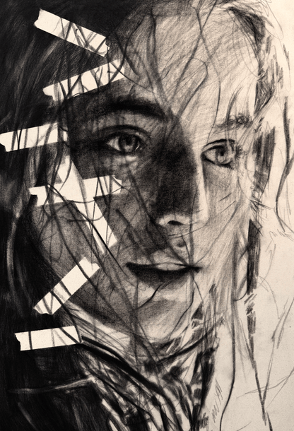 Our Memories Beneath the Surface | Original Charcoal on Canvas - Mad Charcoal